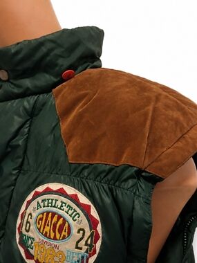 giacca Men's Forest Green Quilted Puffer Jacket with Copper-Tone Snaps